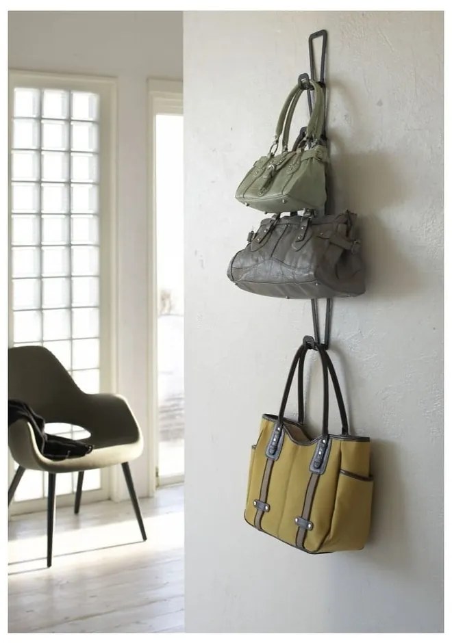 Cuier pentru genți cu 6 cârlige YAMAZAKI Kanazawa, negru