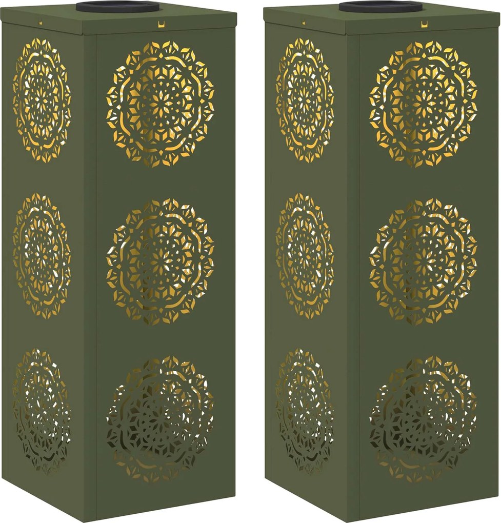 vidaXL Lumină LED Solară pentru Alei 2 pcs Verde măsliniu