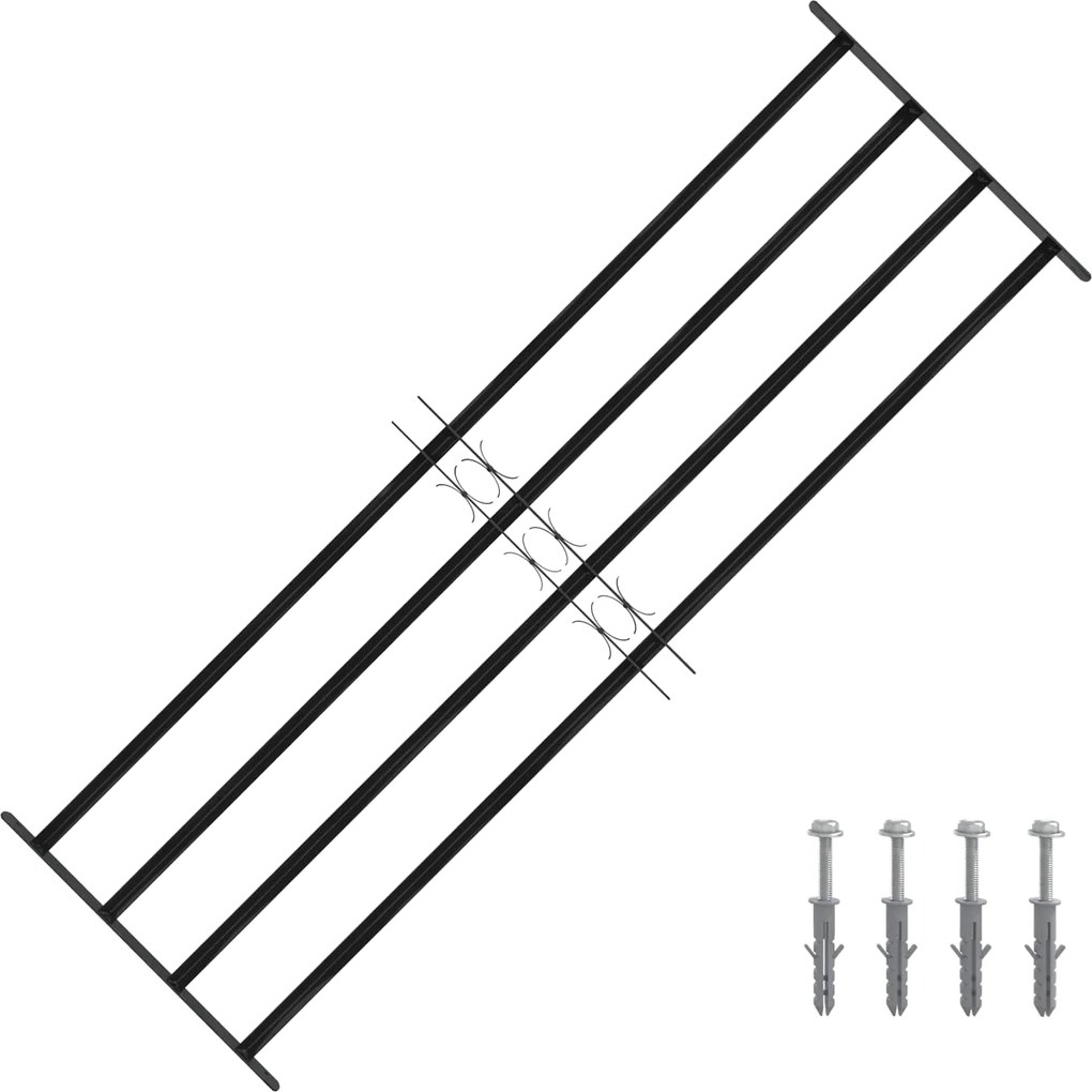 vidaXL Grilă Fereastră Negru 175 x 60 cm Oțel vopsit electrostatic