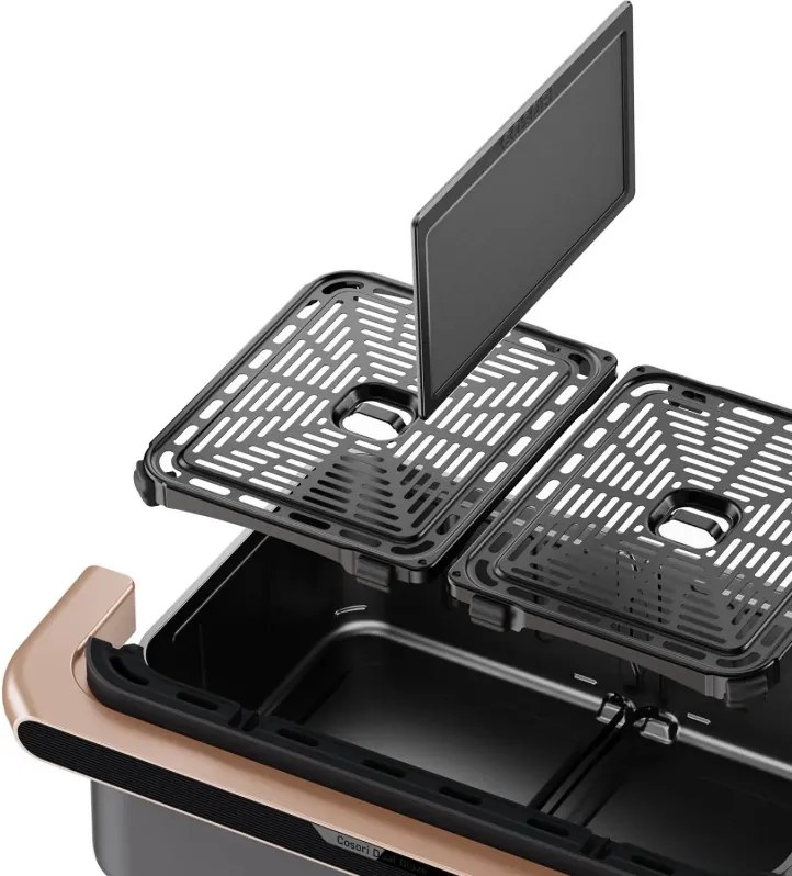 La mâna a doua: Friteuza cu aer cald Cosori Dual Blaze TwinFry CAF-TF101S, 10 L, 6 programe, 240°C, Timer, ThermoIQ, Negru