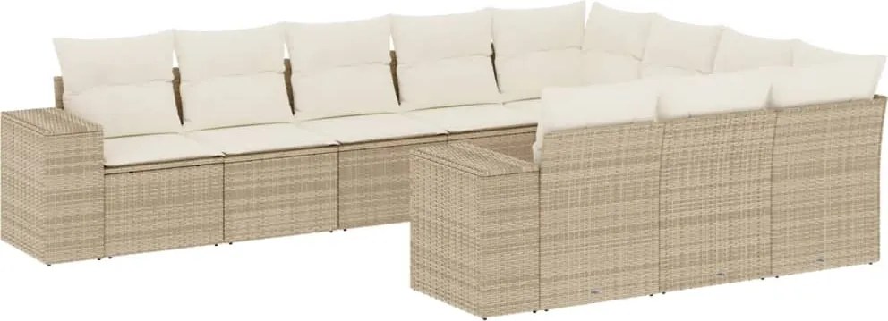 vidaXL Set canapele de grădină cu perne, 10 piese, bej, poliratan