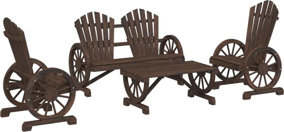 vidaXL Set mobilier de grădină, 4 piese, lemn masiv de brad