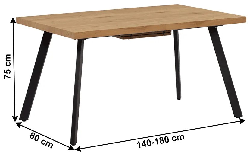 Zondo Masă de sufragerie Nelen (pentru 6-8 persoane) (stejar + metal). 1034323