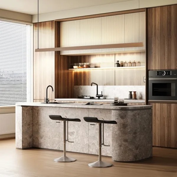 Immax NEO 07305L - Lustră LED dimabilă pe cablu MADEIRA, 44W/230V, Wi-Fi Tuya, 202 cm, stejar