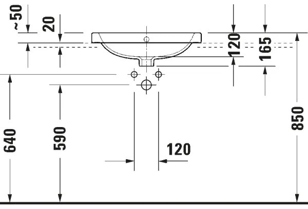Duravit D-CODE 24025500002 - lavoar suspendat 55 x 44 cm, ceramică, alb lucios