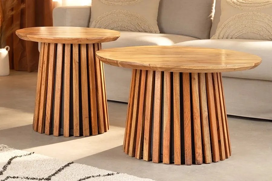 Set de 2 masute din lemn de salcam VALHALLA