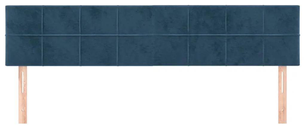Tablii de pat, 2 buc, albastru inchis, 100x5x78 88 cm, catifea 2, Albastru inchis, 200 x 5 x 78 88 cm