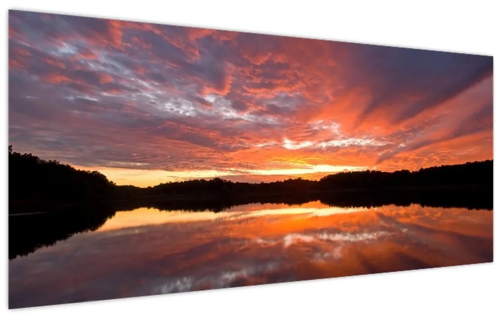 Tablou - Apus de soare peste lac (120x50 cm)