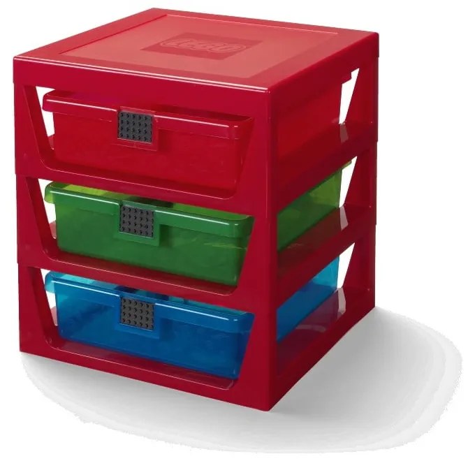 Organizator pentru depozitare cu 3 sertare LEGO®, roșu