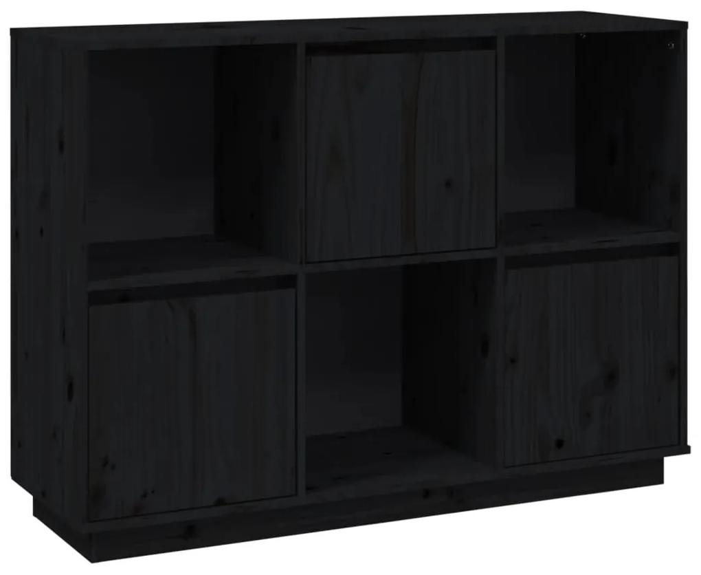 814358 vidaXL Servantă, negru, 110,5x35x80 cm, lemn masiv de pin