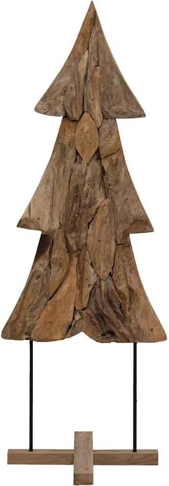 vidaXL Brad de Crăciun cu suport Maro 90 cm Lemn masiv de tec