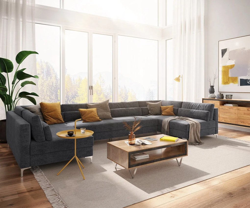 Colțar modular in forma de U Julio Grafit 400x185 cm