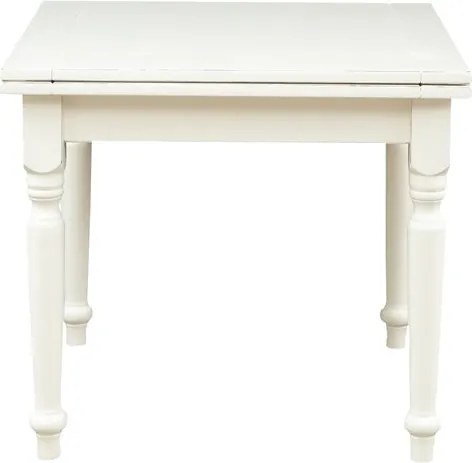 Masa pliabila, L90(180) 90 H80 cm, culoare alb antic, Lemn masiv