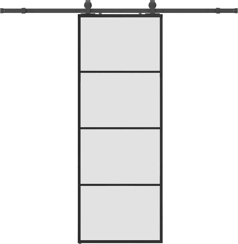 vidaXL Ușă glisantă cu set de feronerie neagră 76x205 cm Sticlă ESG