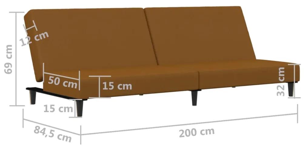 Canapea extensibila cu 2 locuri, maro, catifea Maro, Fara suport de picioare