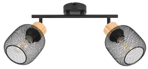 Brilagi - Spot de iluminat BASKLITE 2xE27/15W/230V lemn de cauciuc/negru