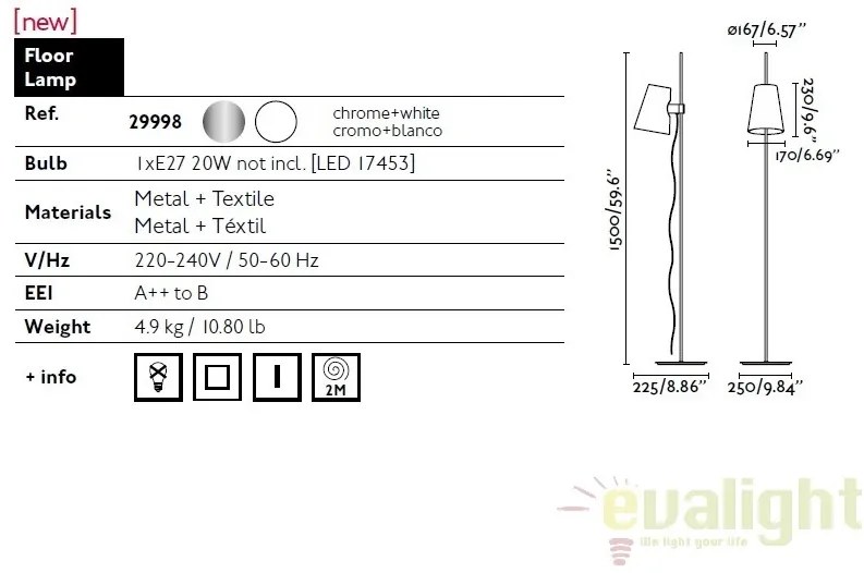 Lampadar / Lampa de podea moderna LUPE 29998