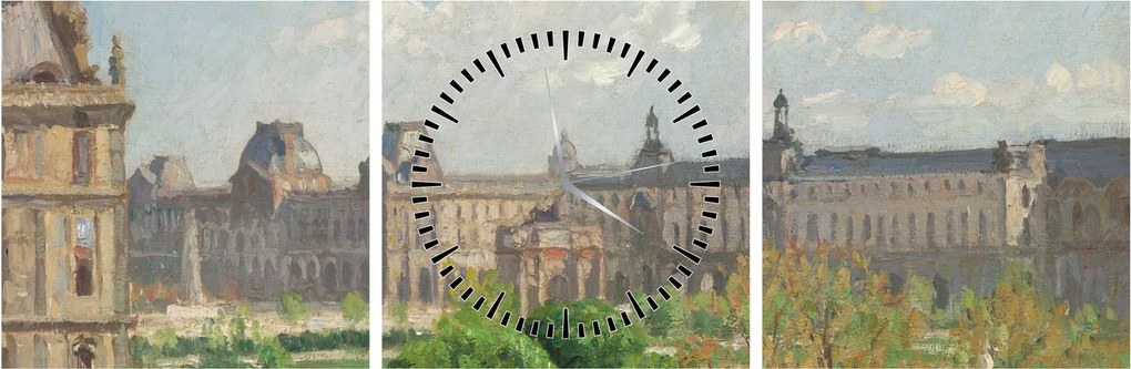 Tablou - Camille Pissarro, Place du Carrousel, Paris, reproducere (cu ceas) (90x30 cm)