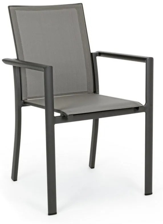 Scaun metalic, cu brate, antracit, Konnor, Bizzotto