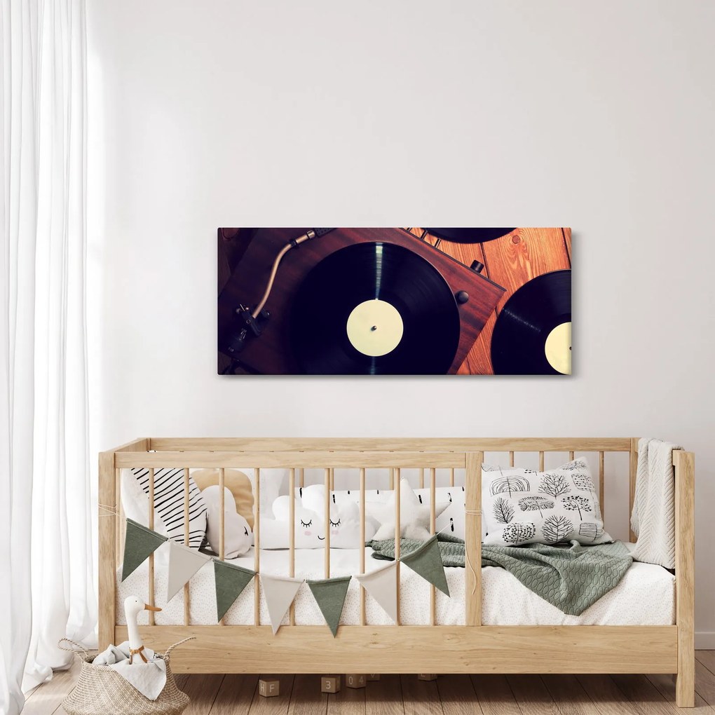 Tablou - Discuri de gramafon (120x50 cm)