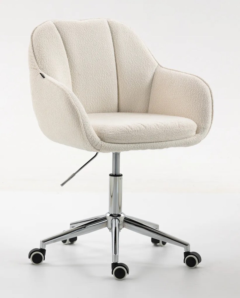 HR2055K Scaun Crem din Boucle cu Bază Cromata