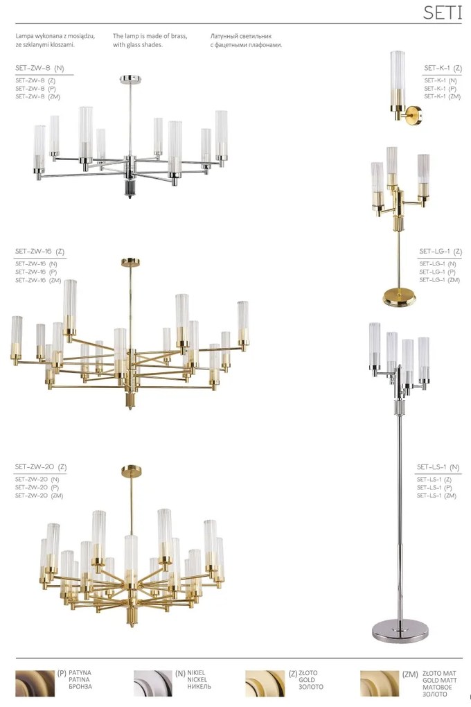 Candelabru modern realizat manual din alama Seti 8L