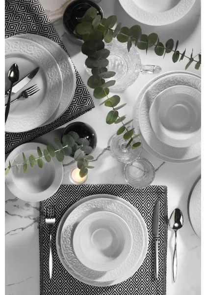 Set de veselă din porțelan, 18 piese, alb