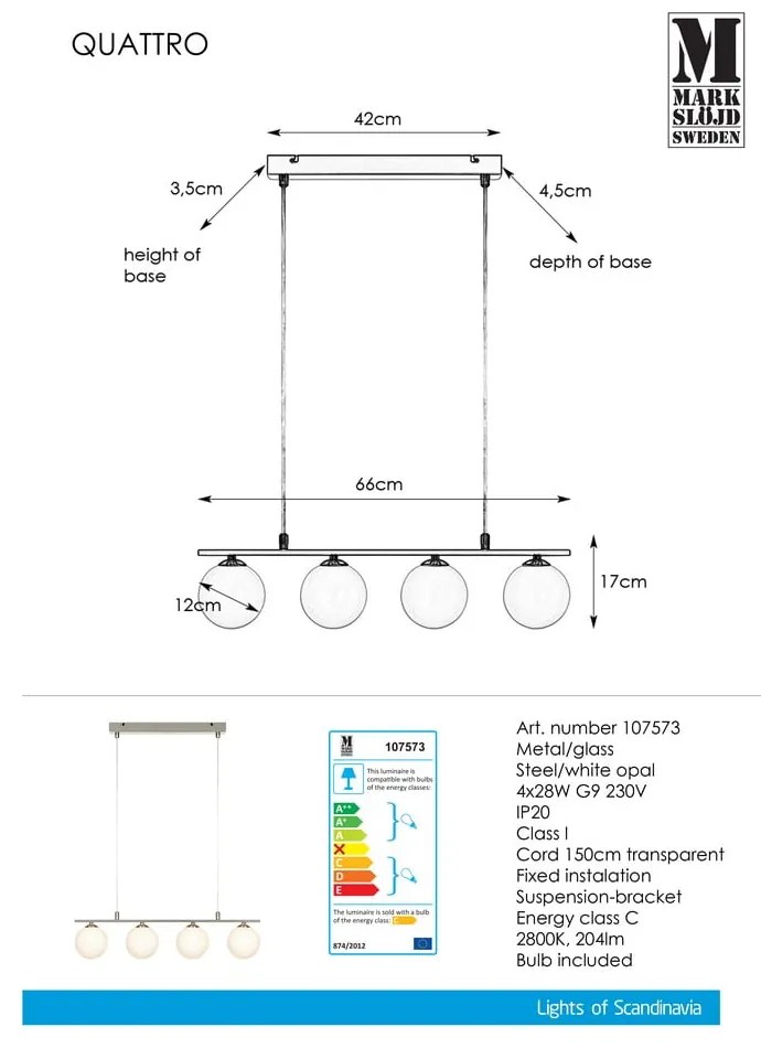 Lustră Markslöjd Quattro