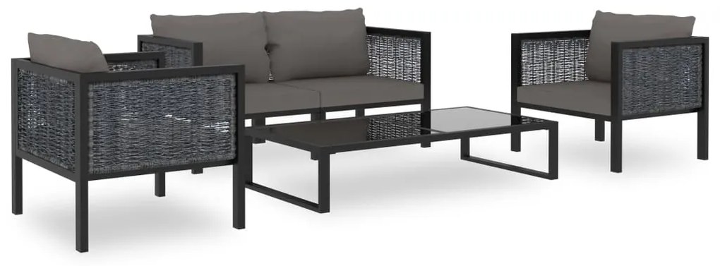 vidaXL Set mobilier de grădină cu perne, 5 piese, antracit, poliratan
