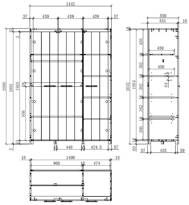 Dulap ERIK cu 3 uși, alb – Vipack