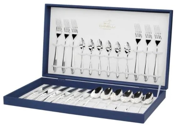 Set 24 tacamuri argintate Lux Posate Liscio by Chinelli