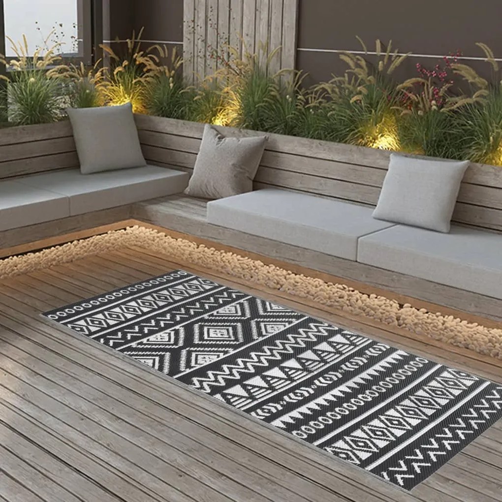 vidaXL Covor de exterior, ARAKIL negru, 80x150 cm, PP