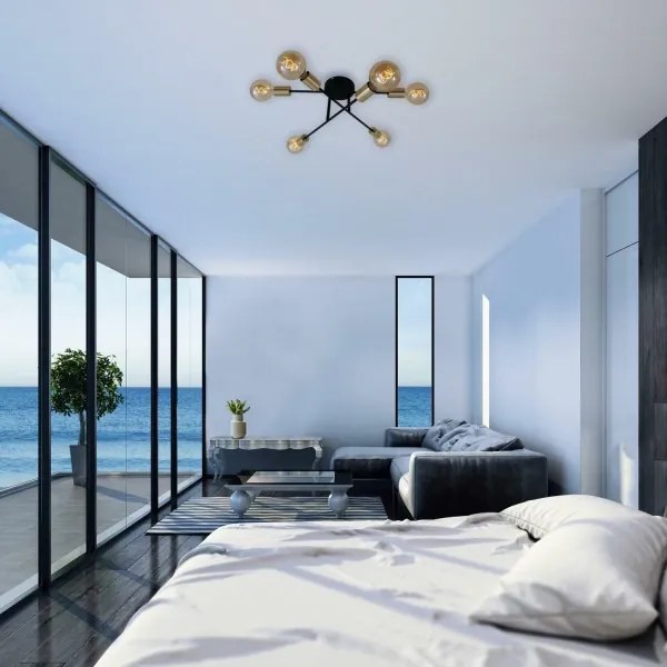 Lustră aplicată Briloner 3868-065 BLACK STEEL 6xE27/60W/230V