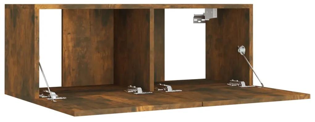 Set dulapuri TV, 4 piese, stejar fumuriu, lemn prelucrat 4, Stejar afumat, 80 x 30 x 30 cm