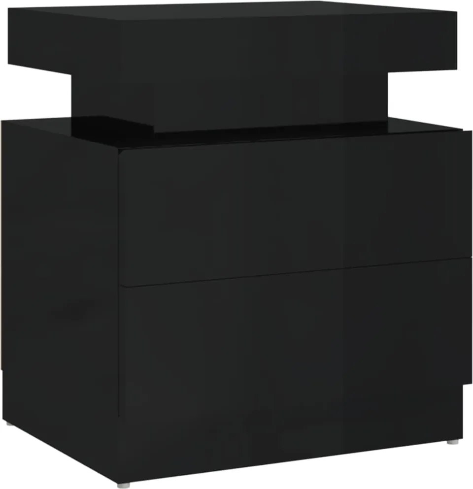 vidaXL Noptieră, negru extralucios, 45x35x52 cm, lemn prelucrat