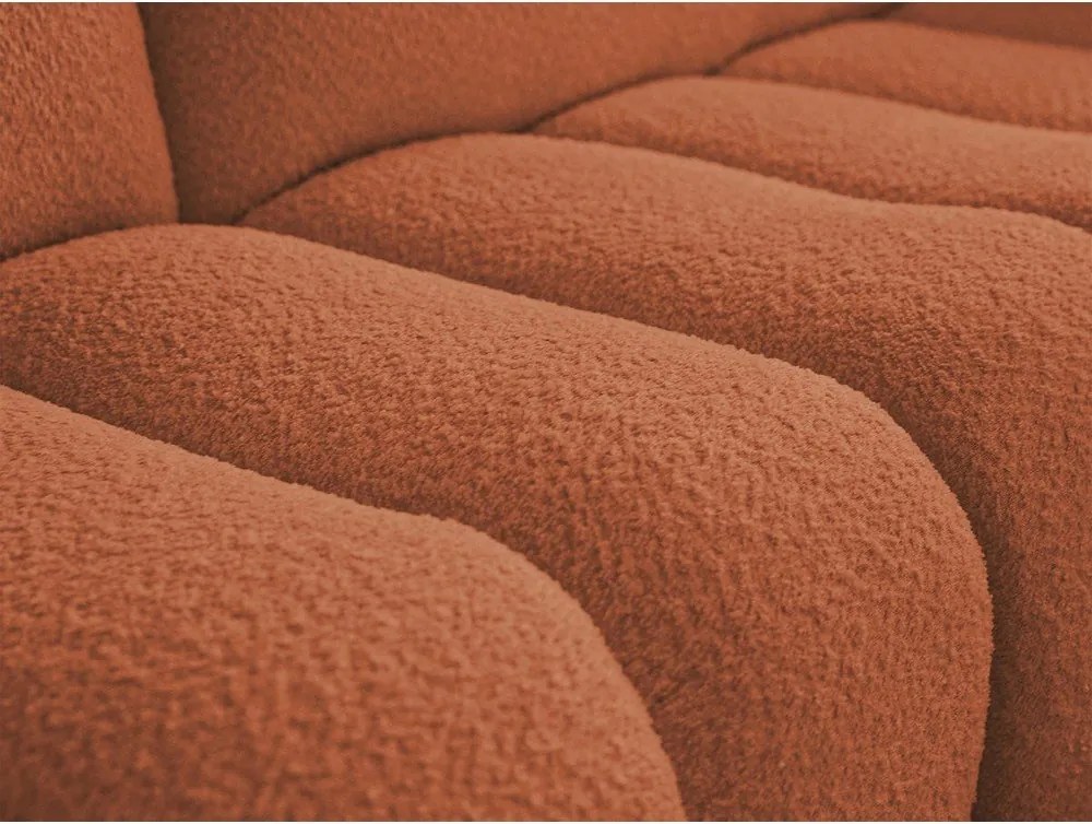 Colțar portocaliu cu tapițerie din țesătură bouclé (cu colț pe partea dreaptă/cu șezlong) Azra – Bobochic Paris