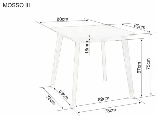 Masa de dining cu blat in decor stejar MOSSO III 80x80