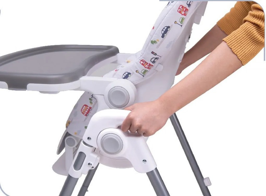 Scaun de masa pentru copii si bebe NOVOKIDS™ Go baby reglabil in 6 trepte de inaltime , Pliabil , Centura de siguranta, Sezut comfortabil, Masuta
