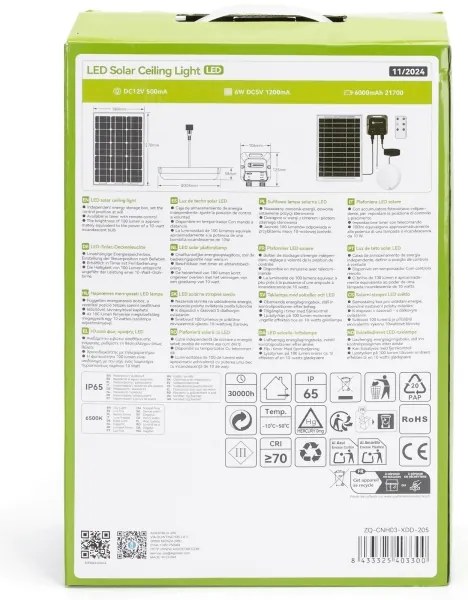 Corp de iluminat LED solar Aigostar LED/70W/12V 6000 mAh 6500K d. 20,5 cm
