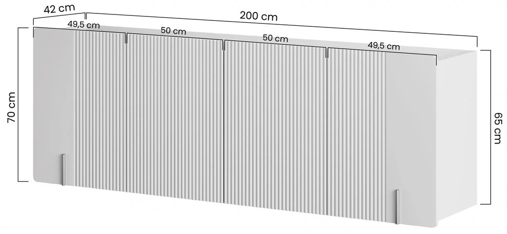 Comodă suspendată Malmi 200 cm cu 4 uși - cașmir / negru