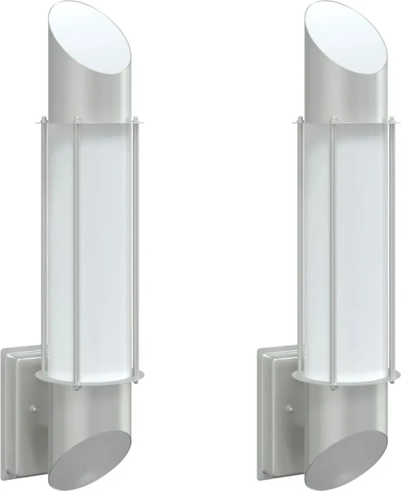 vidaXL Corpuri de iluminat exterior de perete 2 buc argintiu oțel inox