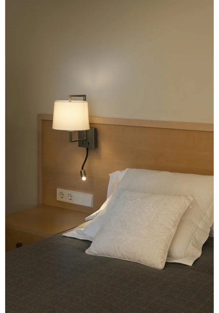 Aplica perete cu reader LED design clasic FRAME auriu antic/alb