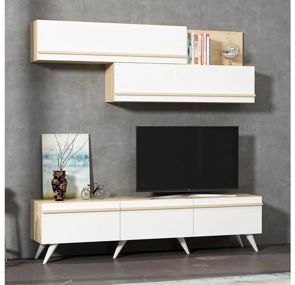 Mobilier living Amstel (Stejar zafir + Alb). 1088822
