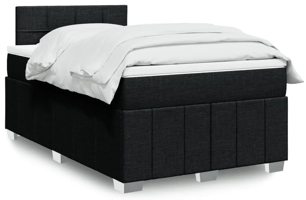 vidaXL Pat box spring cu saltea, negru, 120x190 cm, catifea