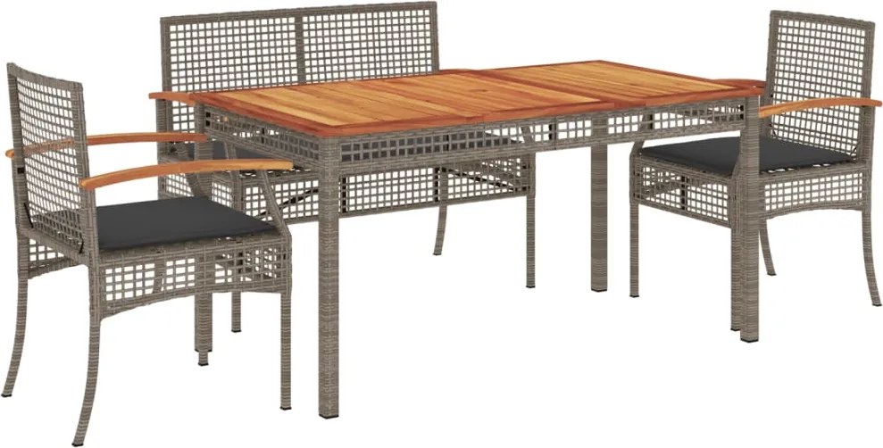 vidaXL Set mobilier de grădină cu perne, 4 piese, gri, poliratan