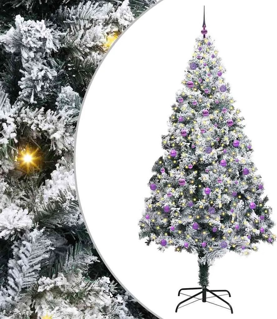 vidaXL Brad de Crăciun artificial Alb 240 cm PVC și Oțel și Plastic