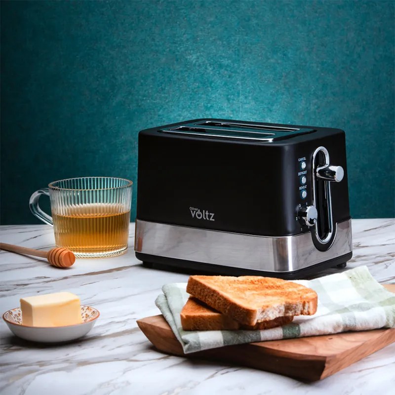 Prajitor de paine Oliver Voltz OV51440I, 800W, 6 trepte, Auto-centrare, Control coacere, Negru/Inox