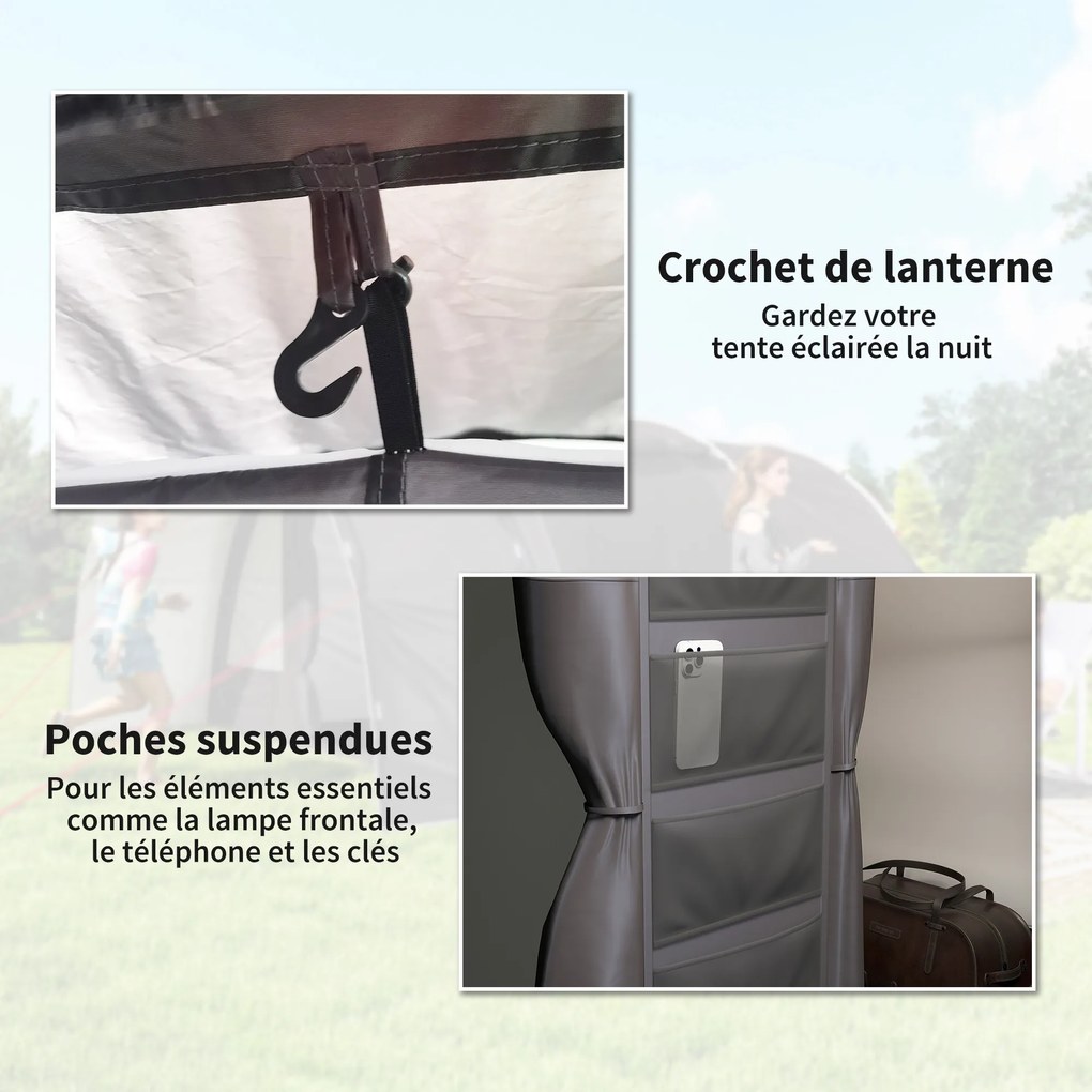 Outsunny Cort de camping cu terasă pentru 4 până la 6 persoane ușor ventilat impermeabil 5 000 mm montare ușoară sac de transport gri | Aosom Romania