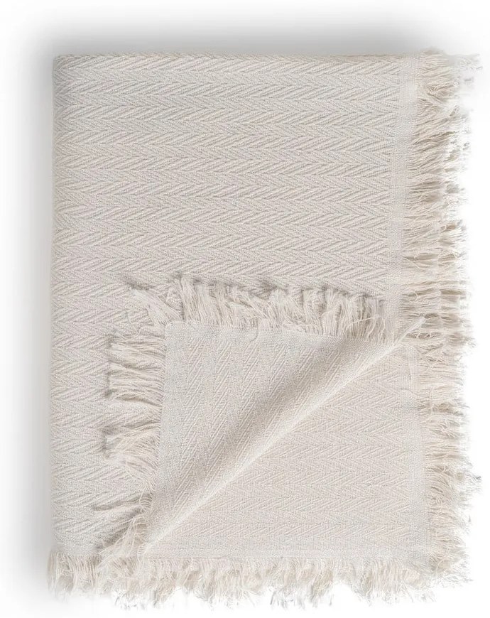 Cuvertură crem din bumbac reciclat 180x260 cm Spike – Ixia