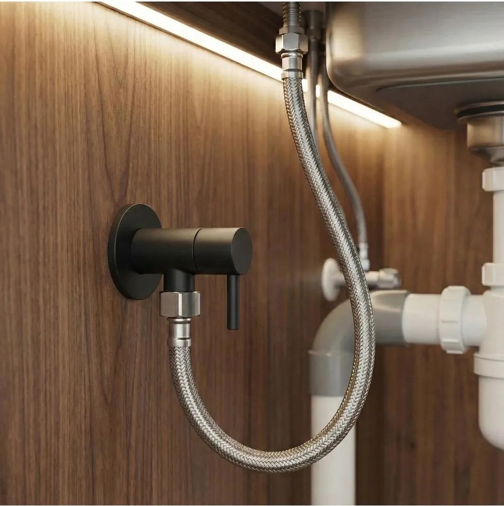 Robinet coltar 1 2   x 3 8   negru